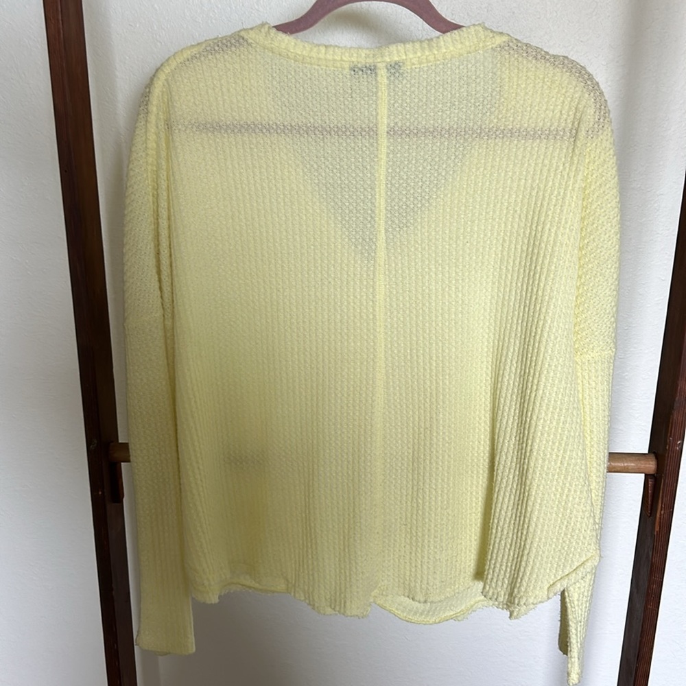 Urban Outfitters Yellow Out From Under Jojo Oversized Waffle Knit Button Down - Picture 6 of 6